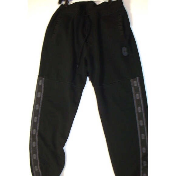 Authetic $295 Coach Mens Large Preloved EUC Cotton Joggers Logo Taped Black - Picture 1 of 7